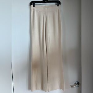 Knit Cream Wide-Leg Pants